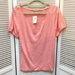 未使用☆earth music&ecology アース ミュージック＆エコロジー ギャザーパフTシャツ M ピンク レース