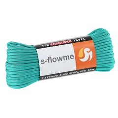 スフローム(s-flowme) パラコード 7芯 4mm x 30m 全60色 耐荷重 250kg クラフト パラコード アクセサリー アウトドア キャンプ テント タープ 用固定用紐 ガイロープ ロープ A21 アクアマリン
