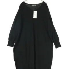 未使用 E Hyphen World gallery イーハイフンワールドギャラリー 長袖 Vネックマキシ丈 ワンピース F ブラック レディース 古着