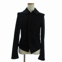 コムデギャルソンブラック COMME des GARCONS BLACK 美品 09年製 ジャケット 長袖 ラウンドカラー カットオフ 無地 1D-009 黒 ブラック S ☆AA★のサムネイル