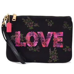 コーチ マルチポーチ COACH キャンバス ぺブルレザー シグネチャー ジェイソン ネイラー グラフィック 花柄 フラワー フローラル リストレット ギャラリー ポーチ クラッチ ミニ ハンドバッグ ブラックマルチ 91534
