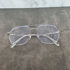伊達メガネ 眼鏡 サングラス ダブル ツーブリッジ 多角形 ヘキサゴン シルバーフルメタル トレンド 六角形 個性的 韓国 y2k ビッグシェイプ 銀縁細縁 フルリム メンズレディース 男性女性 男女兼用 クリアレンズ 大きめ 人気 レトロクラシックモダン