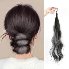 Natunofu お団子 ウィッグ つけ毛 ヘアエクステゴム式 髪飾り 御洒落 ポイントウィッグ おしゃれ 付け毛 ヘアアクセ ヘアアレンジ シュシュ 50cm お団子ヘア ポニーテールリング ウィッグ レディース 人気 結婚式 七五三 成人式 卒業式 和 0