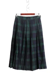 【お得なクーポン配布中!】 90s USA製 エルエルビーン ブラックウォッチ チェック ウール プリーツ スカート レディース M オールド LLBean ロング マキシ丈 ライナー