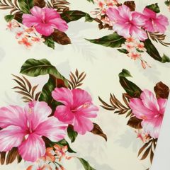 約110×28㎝　ハワイアン ハイビスカス プリント ブロード　560-114-T アイボリー　生地 布地 布 ハンドメイド