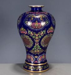【最安値挑戦】 乾隆藍釉琺瑯彩花卉梅瓶 工芸品 美術品 置物 - メルカリ 花瓶・フラワースタンド