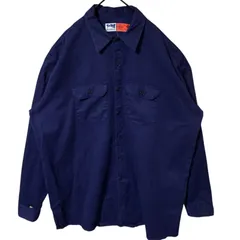 2XL ワーク オーバーサイズ ネイビー 無地 シンプル 単色 シャツ メンズ