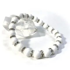 ホワイトオニキス パワーストーン ブレスレット 8mm （シルバー）メンズ・レディース　男性・女性　数珠ブレス　開運  [m]