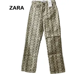 【ZARA/ザラ】STRAIGHT FIT ストレートデニム パイソン柄 ヘビ柄 HIGH RISEハイライズ （中古・未使用）
