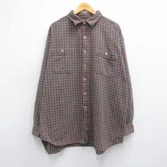 XL/古着 長袖 フランネル シャツ メンズ 00s 大きいサイズ ロング丈 コットン 緑系他 グリーン チェック 25feb18 中古 トップス