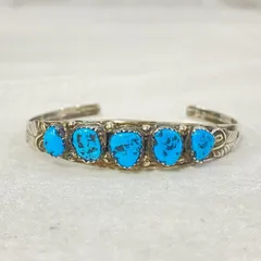 OLD NAVAJO 5連ターコイズ K.Y.刻印 バングル sterling