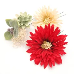 髪飾り 成人式 振袖 浴衣 袴 ３点セット 赤 結婚式 入学式 入園式 卒園式 卒業式 七五三 753 ブライダル 前撮り 和装 日本製 花 かんざし フォーマル 簪 花飾り ガーベラ 人気 着物 赤 W 28 323-278 u882　Si