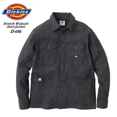 Dickies ディッキーズ D-698 S～3XL 長袖ブルゾン ストレッチウォバッシュシャツジャケット グラファイト 男女兼用 ジャケット 作業着 単品 ストレッチ 耐久性 おしゃれ かっこいい ストライプ ブルゾン 長袖シャツ ユニセックス