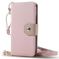 Google Pixel 9a ケース 手帳 肩掛けストラップ レザー 手帳 ケース 【Color】ピンク