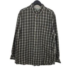 GM728 L.L.Bean エルエルビーン 長袖 ボタンダウン シャツ トップス 羽織り コットン 綿 100% ネイビー系 チェック柄 総柄 メンズ 実寸参考