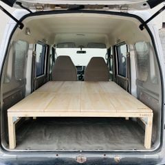 エブリイバンDA64V用　車中泊 ベッドキット　オートキャンプ　天然木 新モデル　TABIKI