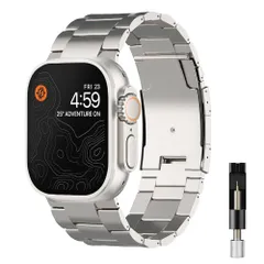 【迅速発送】コンパチブル Apple watch バンド チタニウム 幅広 ULTRAモデルにマッチ 軽量 耐久性 apple watch series Ultra2/Ultra 49mm 調節工具付き アップルウォッチウルトラバンド