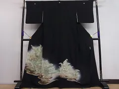 502mo44〇松本健一 色留袖 五つ紋 鈴乃屋取扱い 鳥 花 比翼付き〇美品 502mo44〇松本健一 色留袖 五つ紋 鈴乃屋取扱い 鳥 花 比翼付き