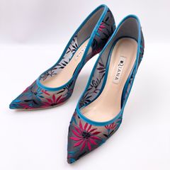 美品☆DIANA ダイアナ 刺繍 チュール ポインテットパンプス 22㎝ 165