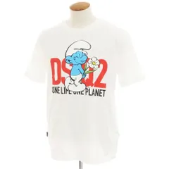 【新品】ディースクエアード DSQUARED2 × THE SMURFS コットン クルーネック 半袖Ｔシャツ ホワイト【サイズM】【メンズ】