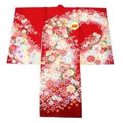 新品 お宮参り 正絹 刺繍 初着 鼓柄 鞠柄 女の子 女児 産着 のしめ 掛け着 一つ身 七五三