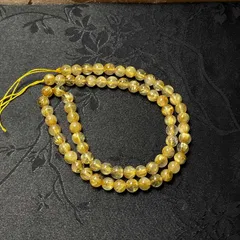 綺麗 EU製 ★黄金タイチンルチル★黄金針水晶 ゴールド 金運 開運 パワーストーン 1連 ギフト プレゼント2 約5.9-6.3mm ZB8380