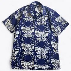 【90s】POLO RALPH LAUREN 蝶 オープンカラーシャツ ネイビー 2000000016337