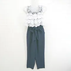 ◇ ◎ CECIL McBEE レース レイヤード風 ノースリーブ オールインワン サイズM ネイビー ホワイト系 レディース E  【1303200005479】