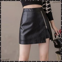 フェイクレザースカート 着やせ 韓国風タイトスカート レディース 台形スカート ハイウエスト ボトムス Aラインスカート インナーパンツ付き ショート丈PUレザースカート 着やせ スカート ミニスカート 秋冬
