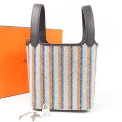 100947 HERMES エルメス ピコタンロックPM 25年製 S金具 ブラック エクリュ フォーヴ ブルーザンジバル ハンドバッグ
