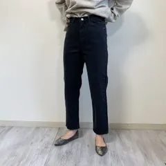 【在庫処分SALE】裏起毛 デニム パンツ フィット 暖か ボーイフレンド 冬 ダイイング ブラック 黒 S ［LKB-2011-005-BK-S］