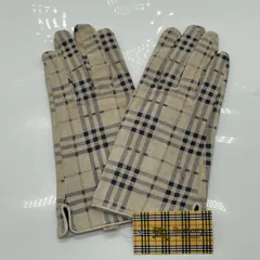 KO3382□バーバリー レザー グローブ チェック ベージュ 未使用タグ付き レディース Mサイズ