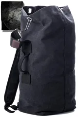 KIRIRU ドカッと入る メンズ リュック 帆布 バックパック キャンバス シンプル 大容量 ミリタリー アウトドア 20L 30L 防水 レインカバー 付 (ダークネイビー(雨カバー黒) M)