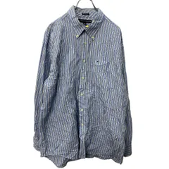 TOMMY HILFIGER 長袖 ストライプシャツ XL ライトブルー ホワイト トミーヒルフィガー ビッグサイズ 古着卸 アメリカ仕入 a704-5534