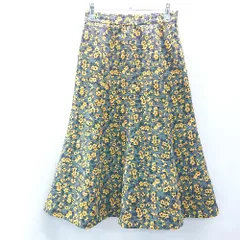 ◇ lecoeurblanc ルクールブラン 総柄 小花柄 膝丈 フレア スカート サイズ38 ダークグレー イエロー系 レディース E  【1402280006410】