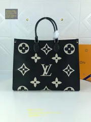 LOUIS VUITTON ルイヴィトン ハンドバッグモノグラムアンプラント オンザゴー GM 2WAYトート 黒/ベージュ M45945 レディース レザー
