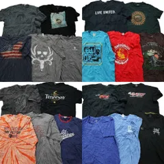 古着卸 まとめ売り カラーmix プリント 半袖Tシャツ 20枚セット (メンズ 2XL ) ミズノ レーシング タイダイ柄 リンガーＴ 中古 古着 MZ7446