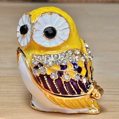 エッグアート イースター リングケース オブジェ フクロウ オルゴール
