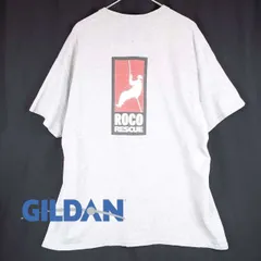 【肩幅57.5cm】【レスキュー隊】GILDAN ギルダン ROCO RESCUE® 企業系 ラバープリント フェード 半袖Tシャツ XLサイズ 霜降りライトグレー コットン100%【湘南倉庫】アメリカ古着　ビッグサイズ　ULTRA COTTON T18