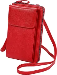 MNOA. ポシェット スマホポーチ お財布ポーチ ショルダー レディースバッグ セカンドバッグ 携帯ポーチ Red( レッド)
