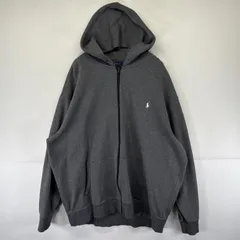 古着 ポロ・ラルフローレン POLO RALPH LAUREN パーカー スウェット フルジップ フーディ ワンポイントロゴ刺繍 3XLT  グレー メンズ