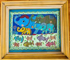 吉兆ペンギンのまどろみ旅路】 アクリル画 原画 - メルカリ