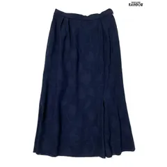 ヴィンテージ レトロ 古着 花柄 コットン ロング丈 スカート 紺 