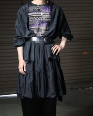 pleats × balloon switching atomic art sleeveless one-piece アトミック柄 幾何学 アート プリーツ バルーン 切替 スイッチ ノースリーブ ワンピース ドレス 黒 紫