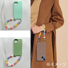 iphone　13　14　15　plus　ケース　カバー　リストストラップ　ストラップ　落下防止　ハンドチェーン　カラフル　虹　ミント　グリーン