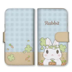 Galaxy A51 5G SC-54A SCG07 ケース 手帳型 ギャラクシーA51 スマホケース うさぎ 兎 ウサギ 花冠 四葉のクローバー 四つ葉 チェック ギンガムチェック 可愛い カラー02