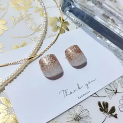 No.12　現品　ネイルチップ　フットネイル　ペディキュア　ハンドメイド　親指　ラメ　キラキラ　グラデ　グラデーション　大人　シンプル　ゴールド　ブロンズ　グリッター