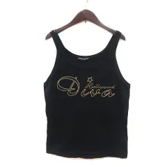 ドルチェ&ガッバーナ ドルガバ DOLCE&GABBANA タンクトップ プリント 40 黒 ブラック 金色 ゴールドカラー /MSのサムネイル