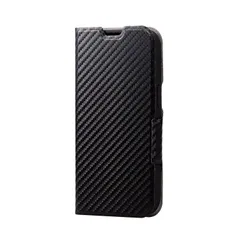 エレコム iPhone 14 / 13 ケース カバー 手帳型 スリム 薄型 超軽量 カードポケット付き マグネット開閉 ブラック(カーボン調) PM-A22APLFUCB [カーボン調ブラック] [1)ケース単体]