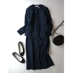 定価20900円 Dress Lab ドレスラボ  セレモニースーツ セットアップ 洗い可能 ノーカラージャケット ワンピース 2点セット S ネイビー(116K+6511)25H